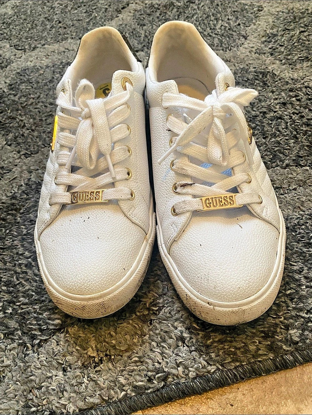 Guess Elbina Contrast Heel Lace-Up Sneaker White Sneakers